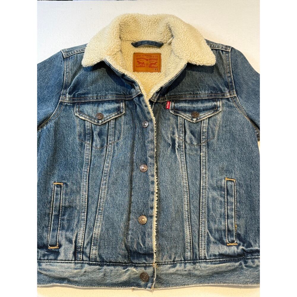 Levi’s Sherpa Lined Denim Trucker Jacket XS Vintage Style